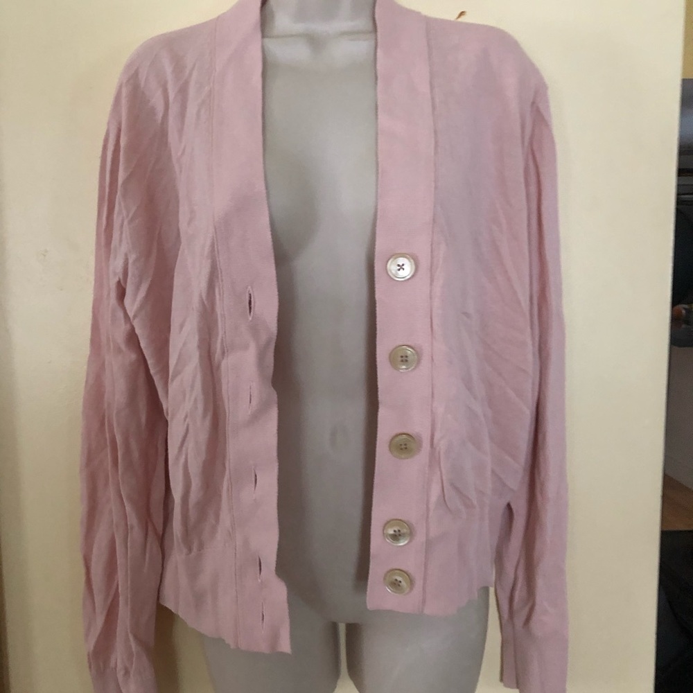 J. Crew Open Cardigan Pink With Buttons XL